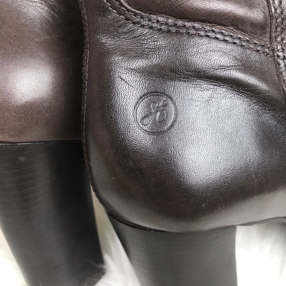 BRONX Tall Brown Chunky Heel Leather Boots - Picture 5 of 13